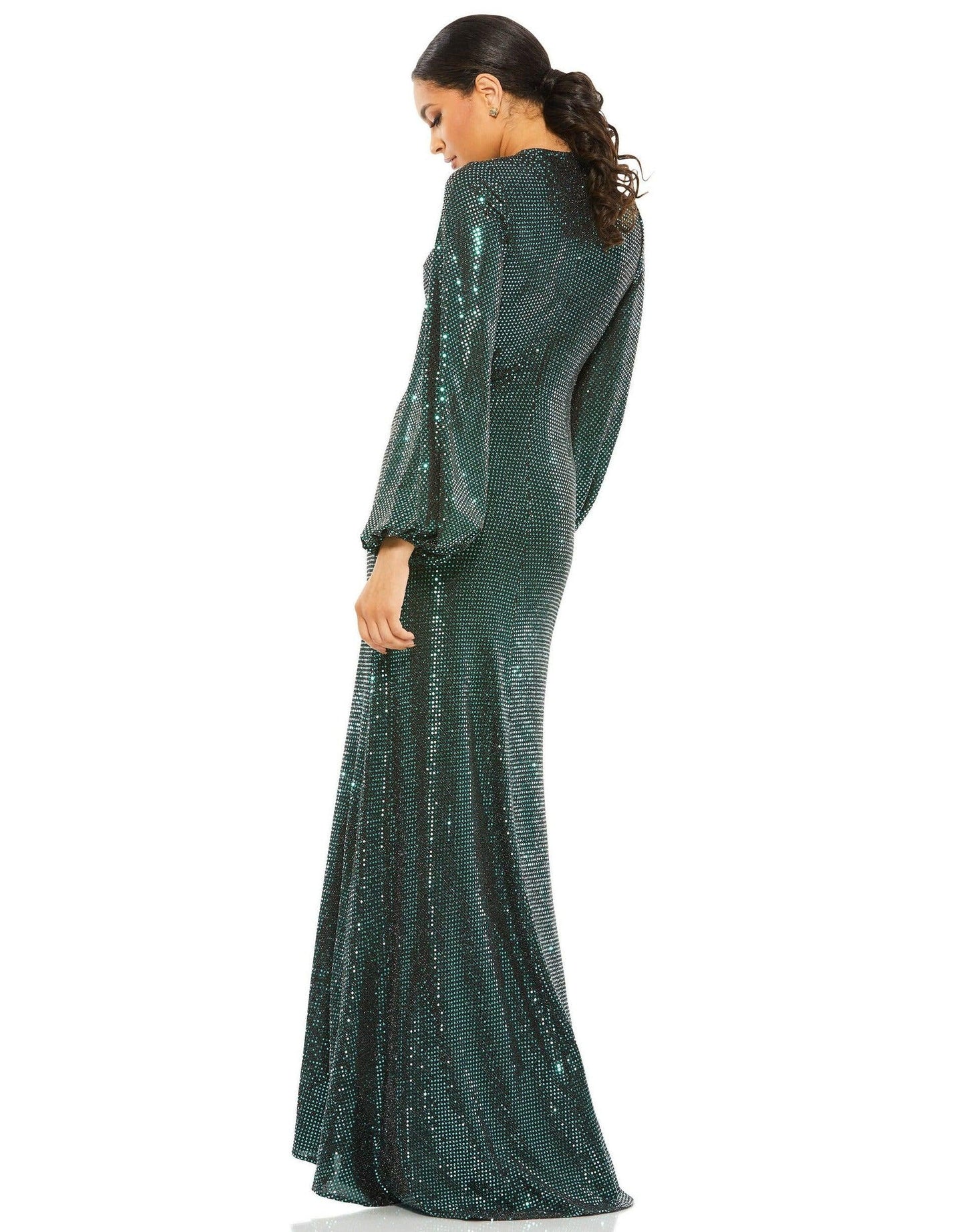 Mac Duggal Long Sleeve Formal Blouson Dress 26576 - The Dress Outlet