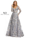 Formal Dresses Long Sleeve Formal Evening Dress Grey Multi