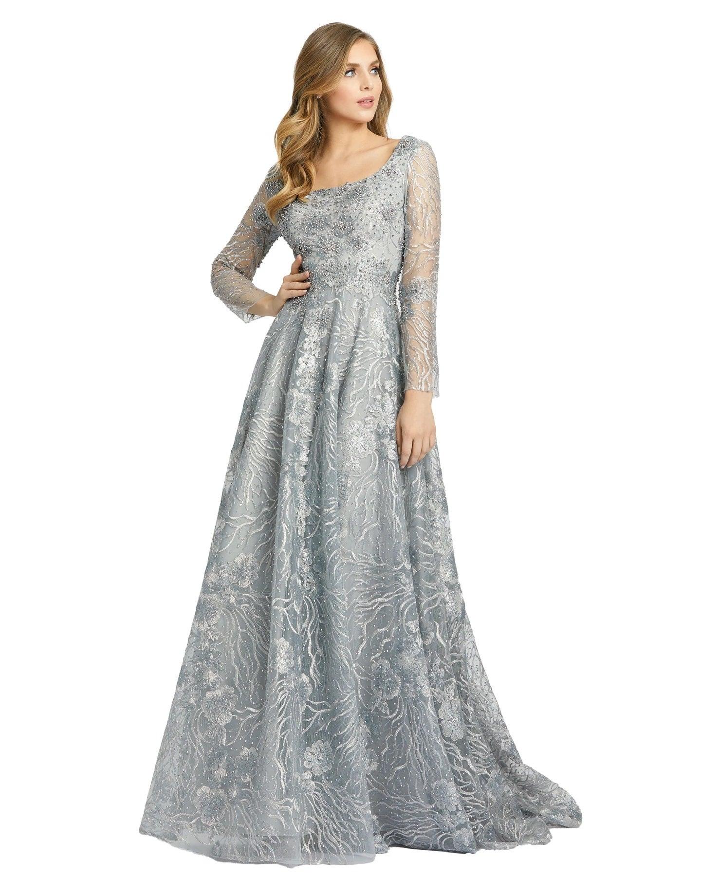 Mac Duggal Long Sleeve Formal Lace Gown 20285D - The Dress Outlet