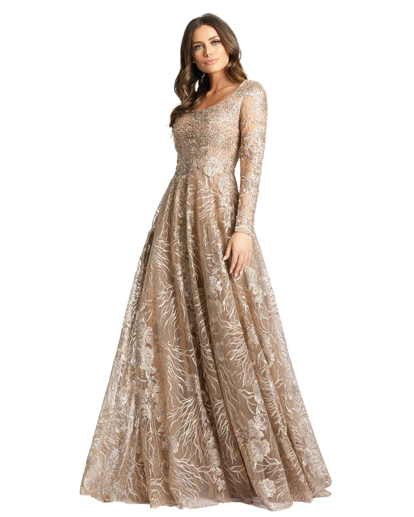 Mac Duggal Long Sleeve Formal Lace Gown 20285D - The Dress Outlet