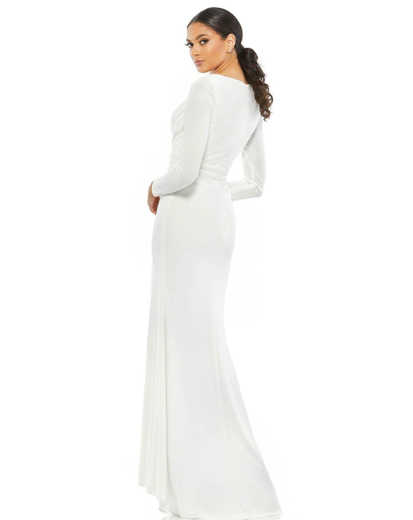 Mac Duggal Long Sleeve High Slit Formal Gown 26554 - The Dress Outlet