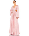 Formal Dresses Long Sleeve Pleated Formal Dress Pink