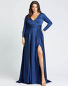 Mac Duggal Long Sleeve Plus Size Satin Dress 55290 - The Dress Outlet