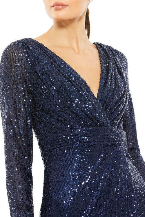 Mac Duggal Long Sleeve Sequins Cocktail Dress 26555 - The Dress Outlet