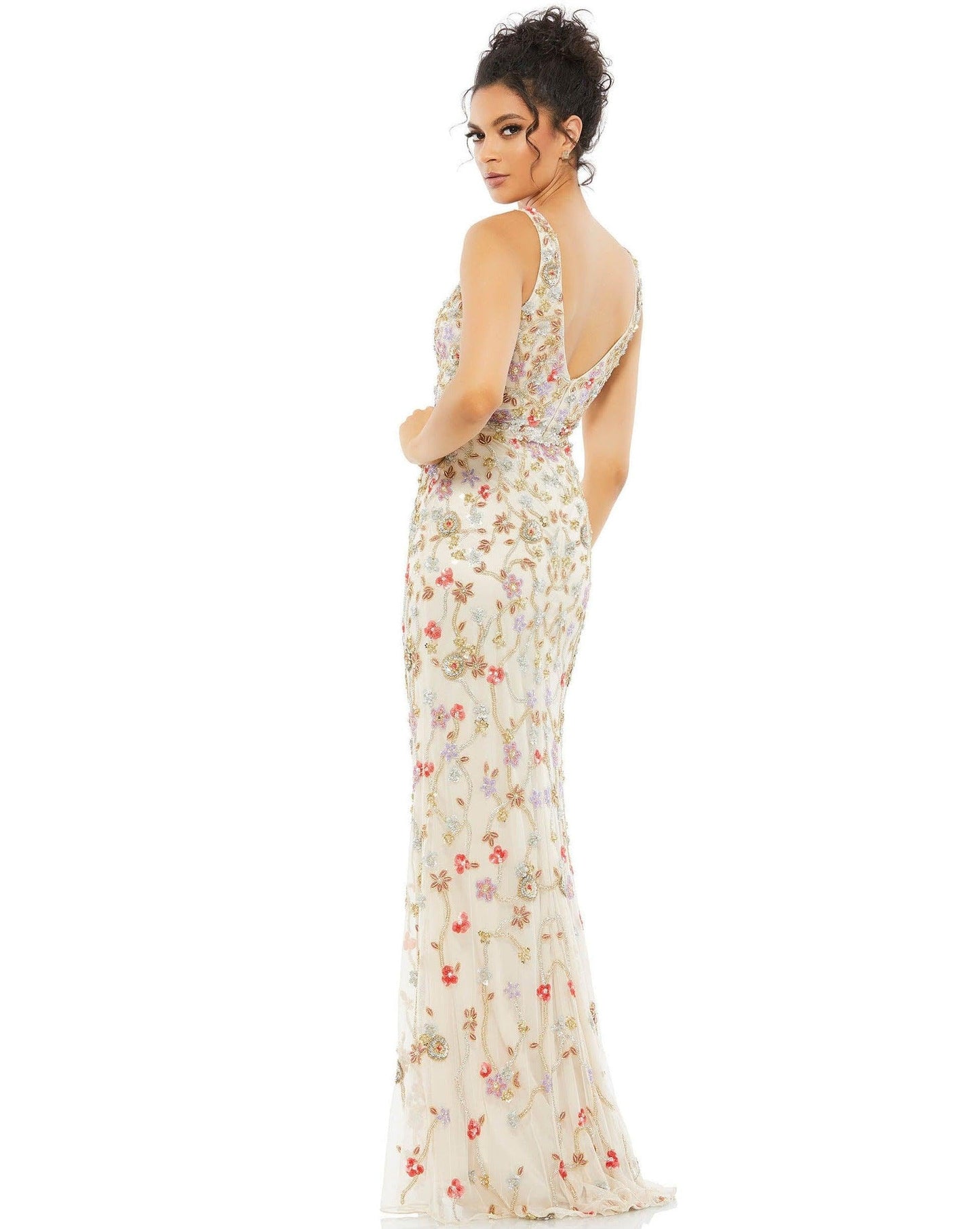 Mac Duggal Long Sleeveless Floral Formal Dress 5482 - The Dress Outlet