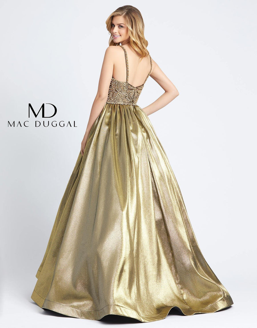 Mac Duggal Prom Long Beaded Metallic Ballgown 66743H - The Dress Outlet