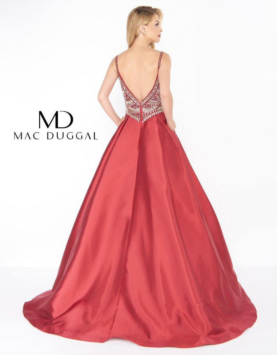 Mac Duggal Prom Long Beaded Satin Ball Gown 66285R - The Dress Outlet