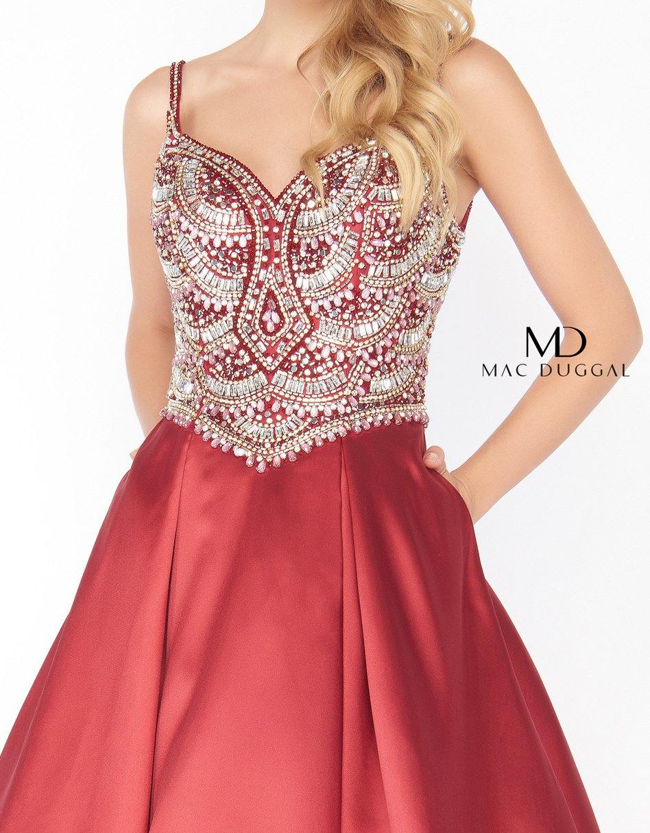 Mac Duggal Prom Long Beaded Satin Ball Gown 66285R - The Dress Outlet