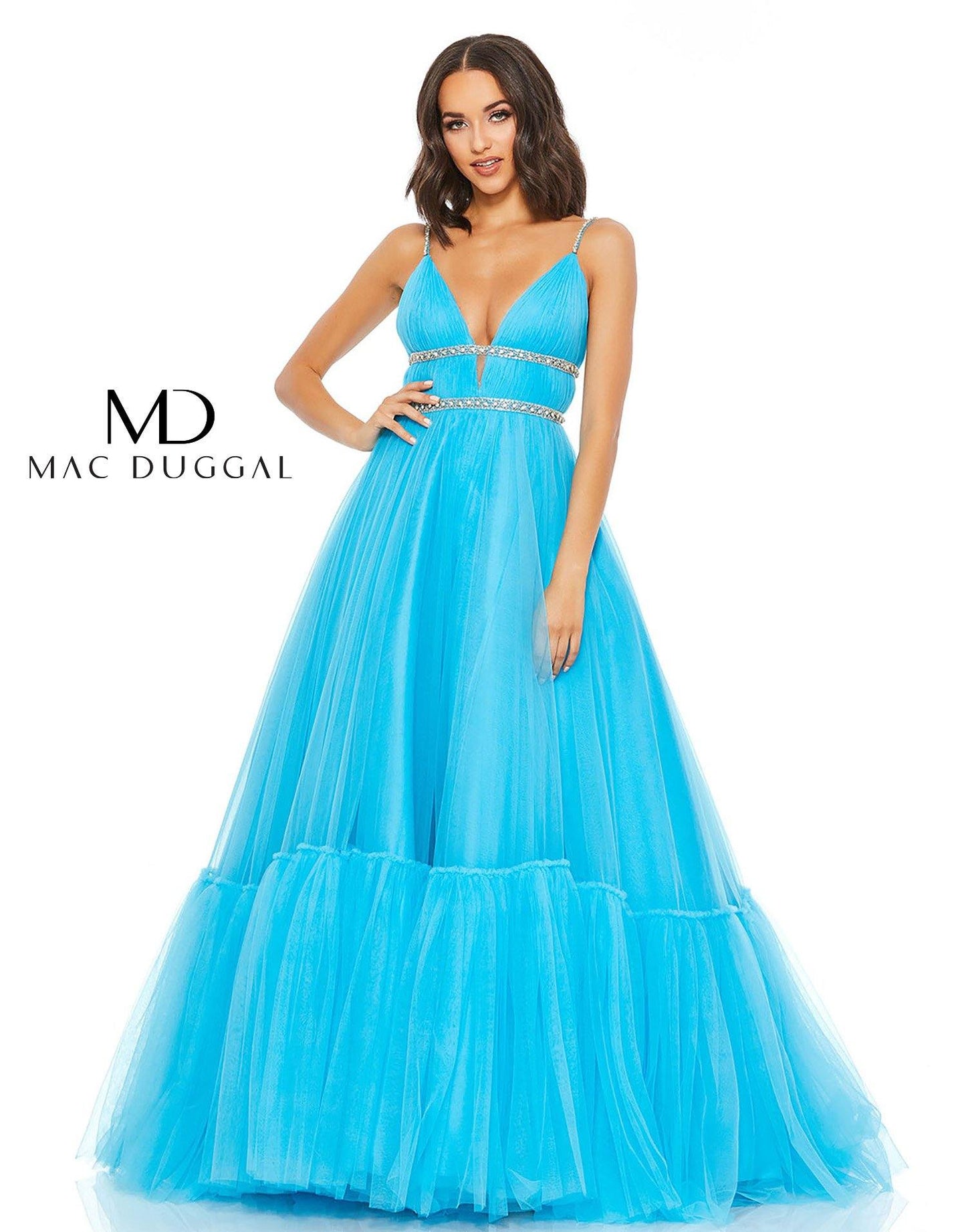 Mac Duggal Prom Long Beaded Waist Ball Gown 67557 - The Dress Outlet