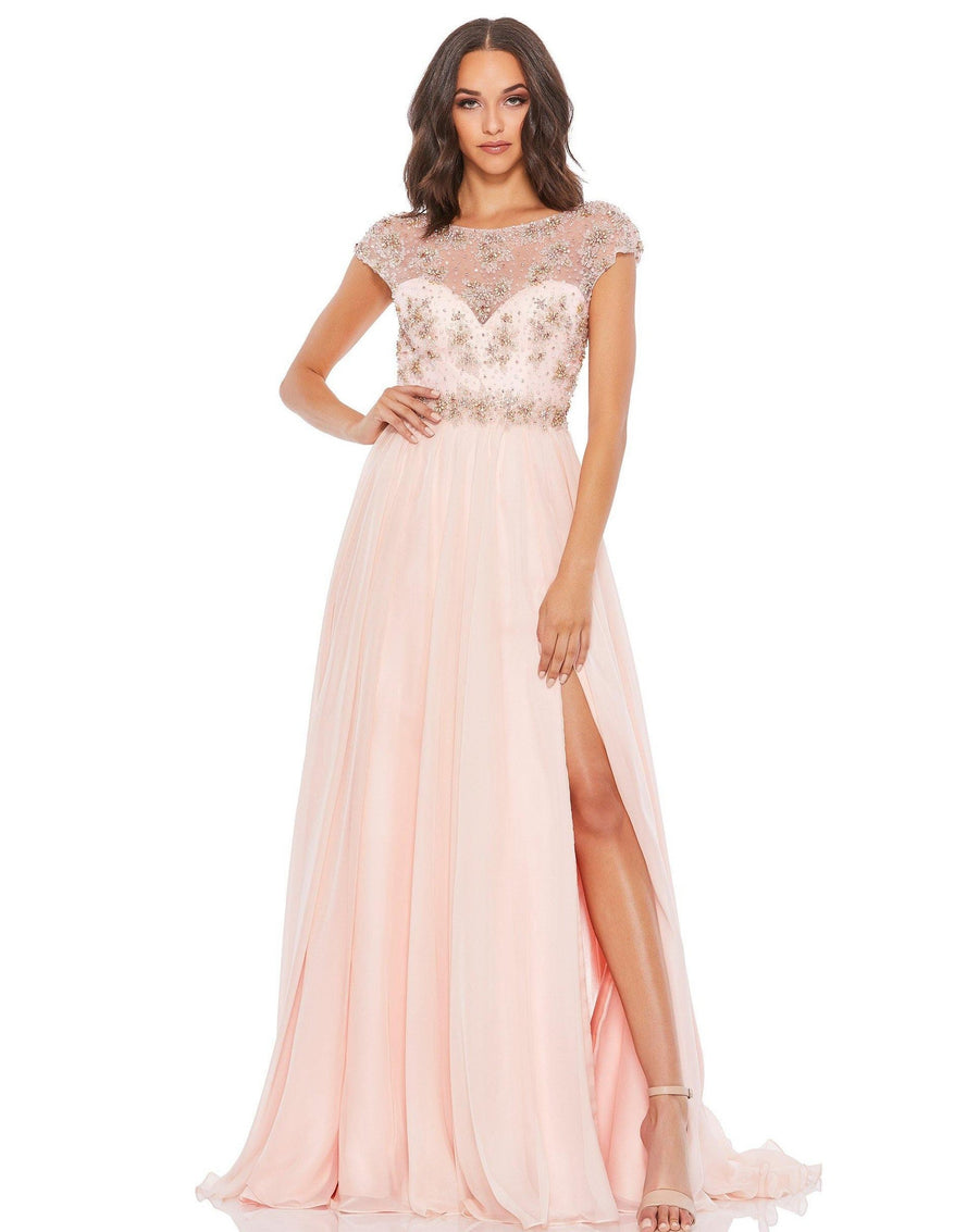 Mac Duggal Prom Long Chiffon Beaded Dress 67798 - The Dress Outlet