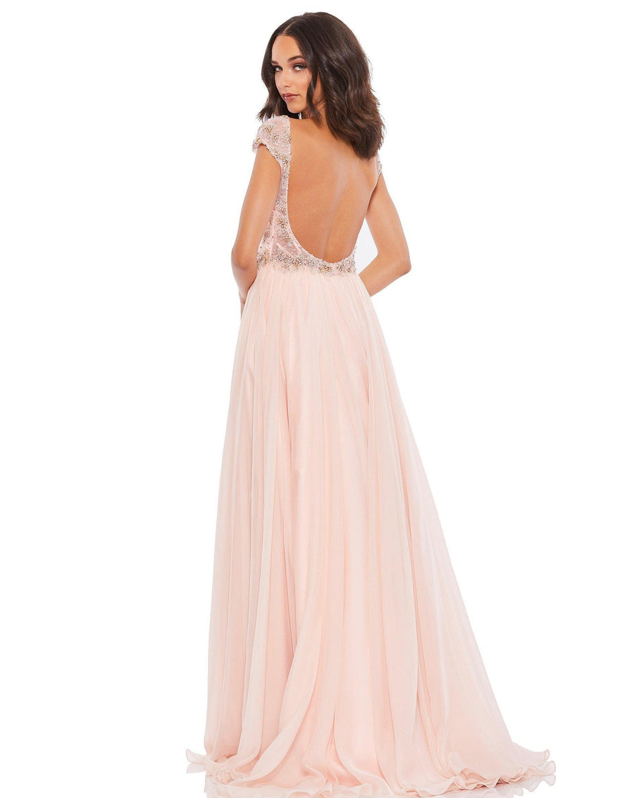 Mac Duggal Prom Long Chiffon Beaded Dress 67798 - The Dress Outlet