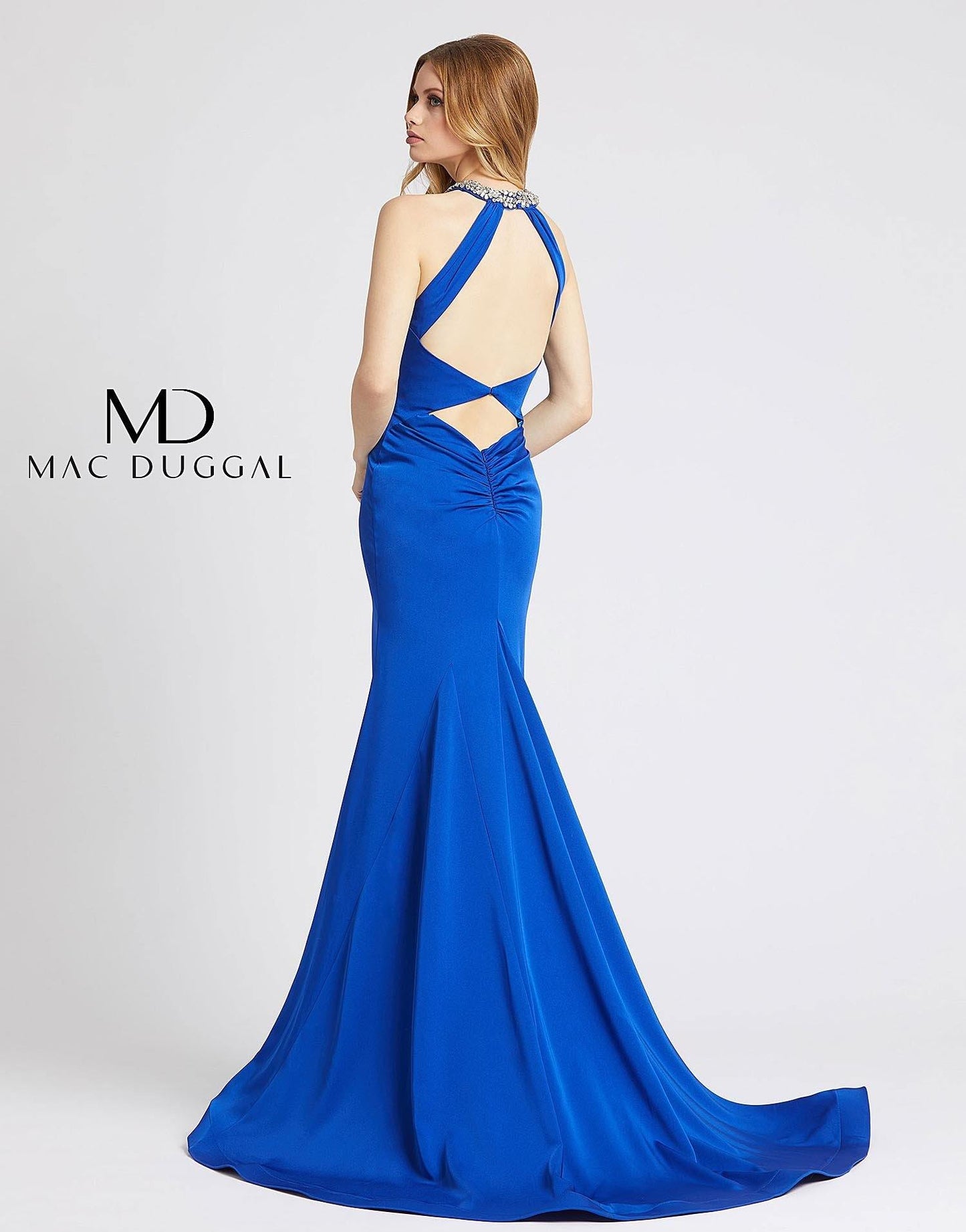 Mac Duggal Prom Long Fitted Halter Dress 66465L - The Dress Outlet