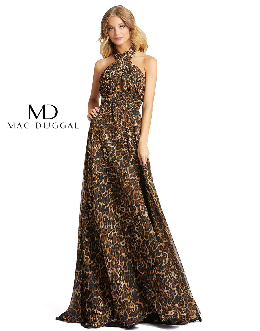 Mac Duggal Prom Long Halter Animal Print Gown 67360 - The Dress Outlet