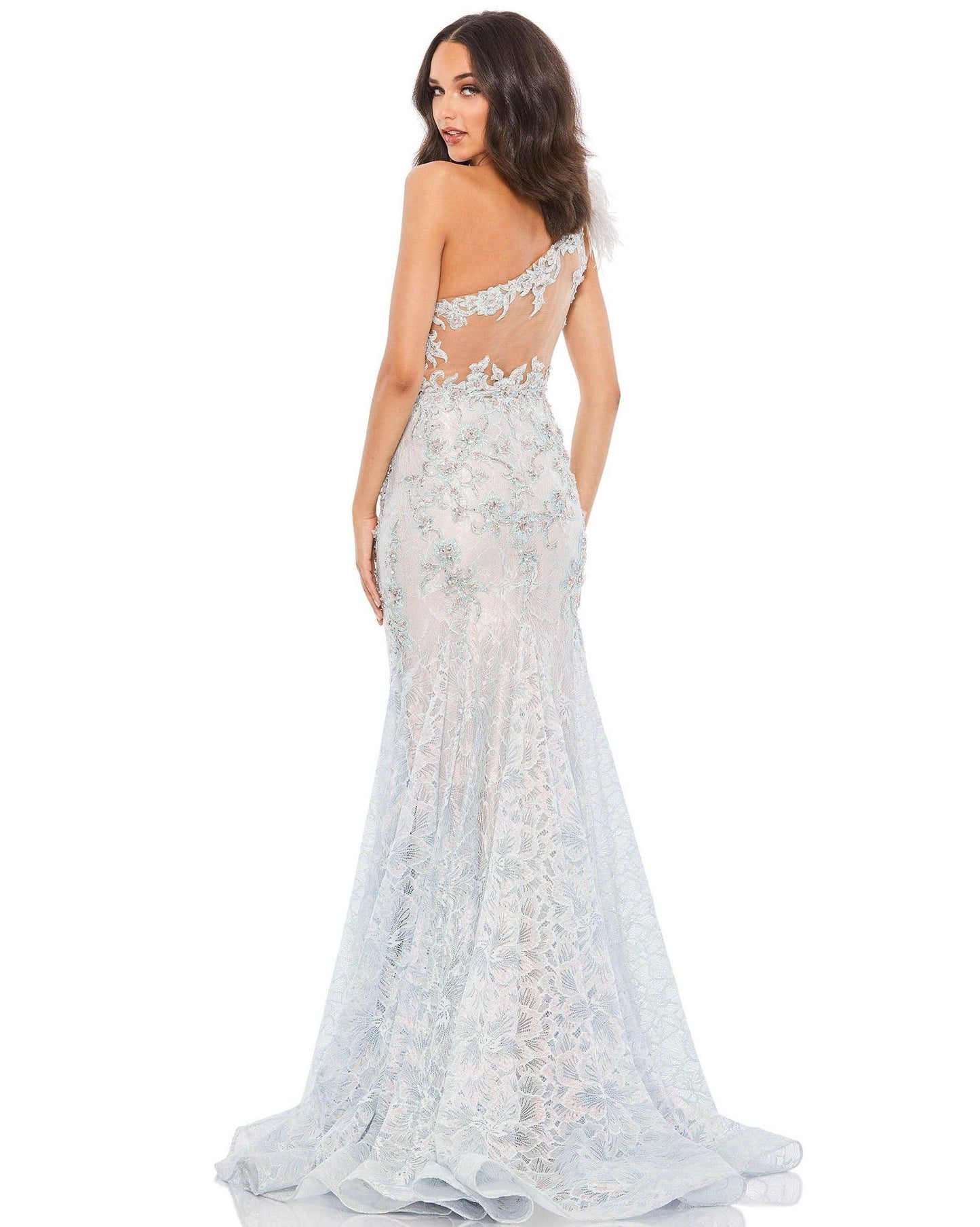 Prom Dresses Prom Long One Shoulder Formal Gown Crystal Blue