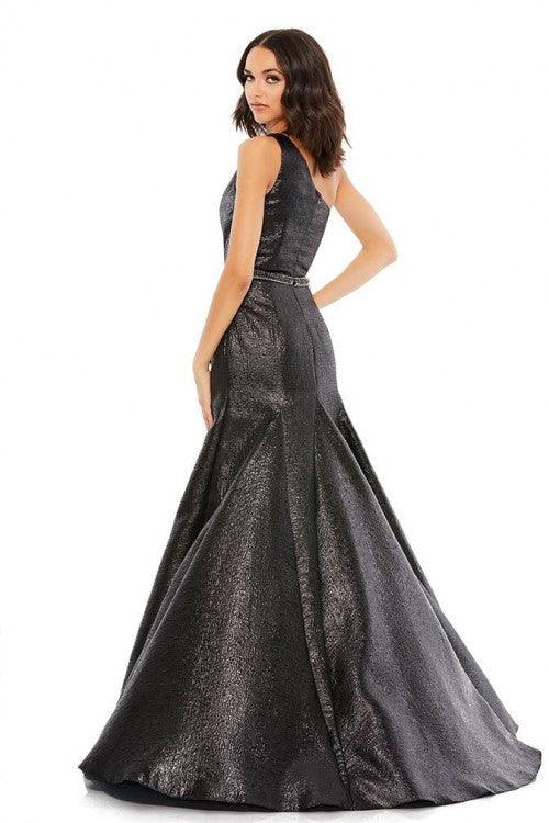 Mac Duggal Prom Long One Shoulder Metallic Gown 66975 - The Dress Outlet