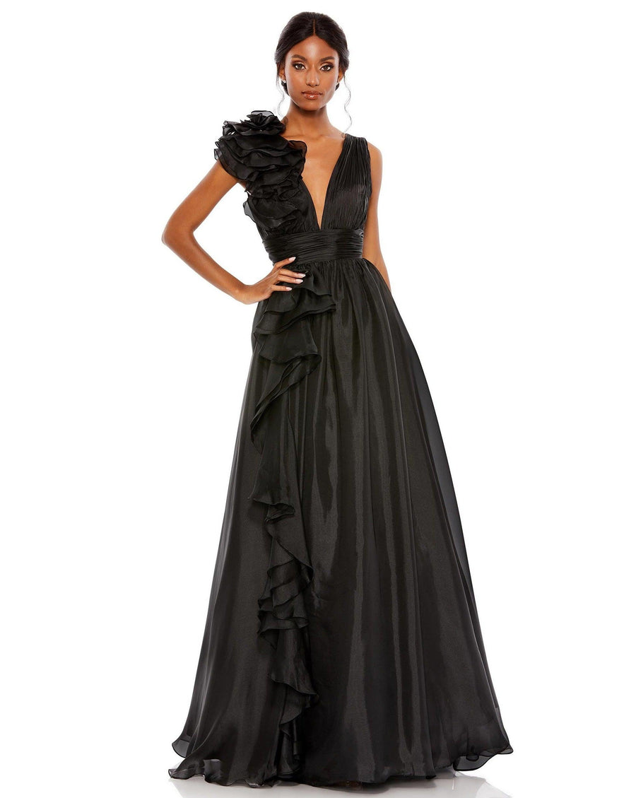 Formal Dresses Prom Long Ruffled Ball Gown Black