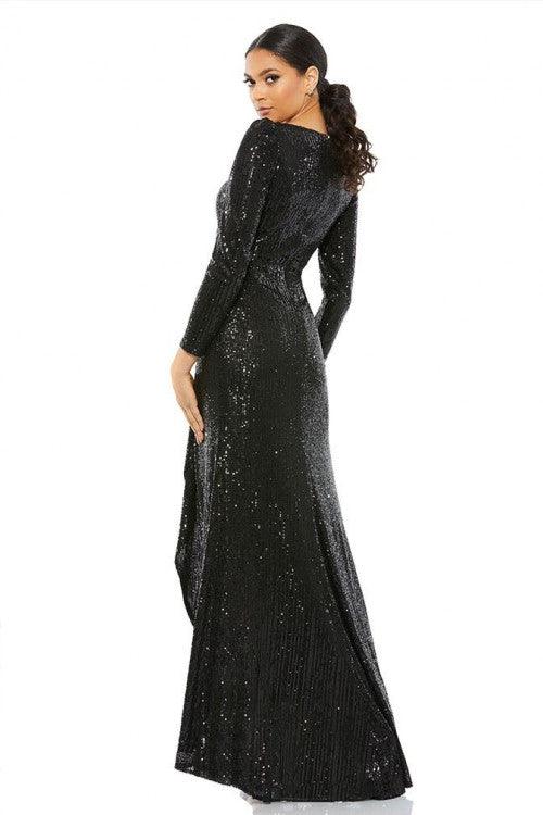 Mac Duggal Prom Long Sleeve High Low Dress Black