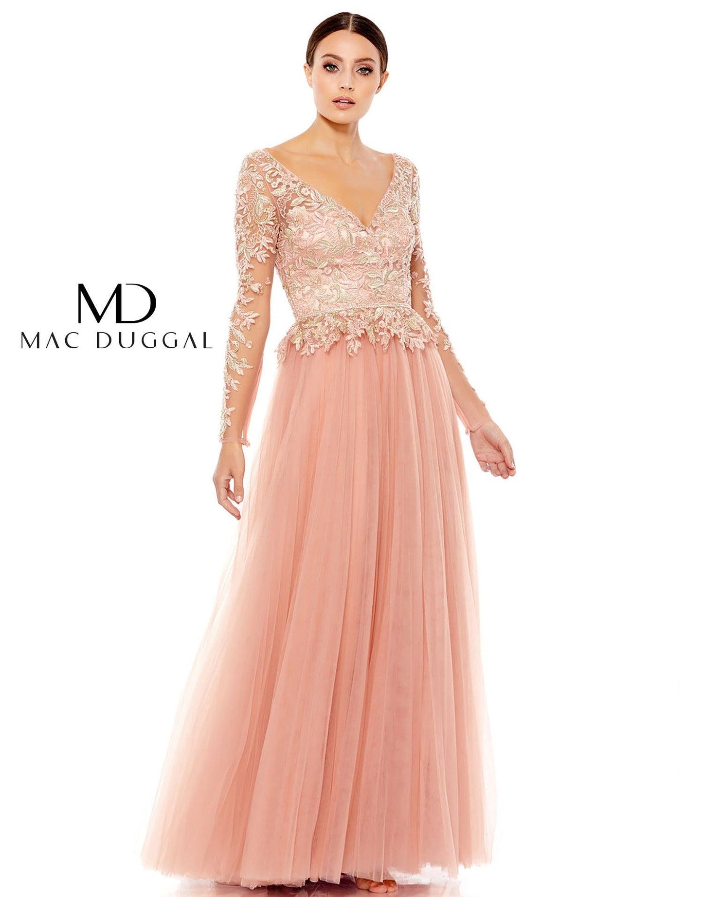 Mac Duggal Prom Long Sleeve Lace Ball Gown 11168 Sale - The Dress Outlet