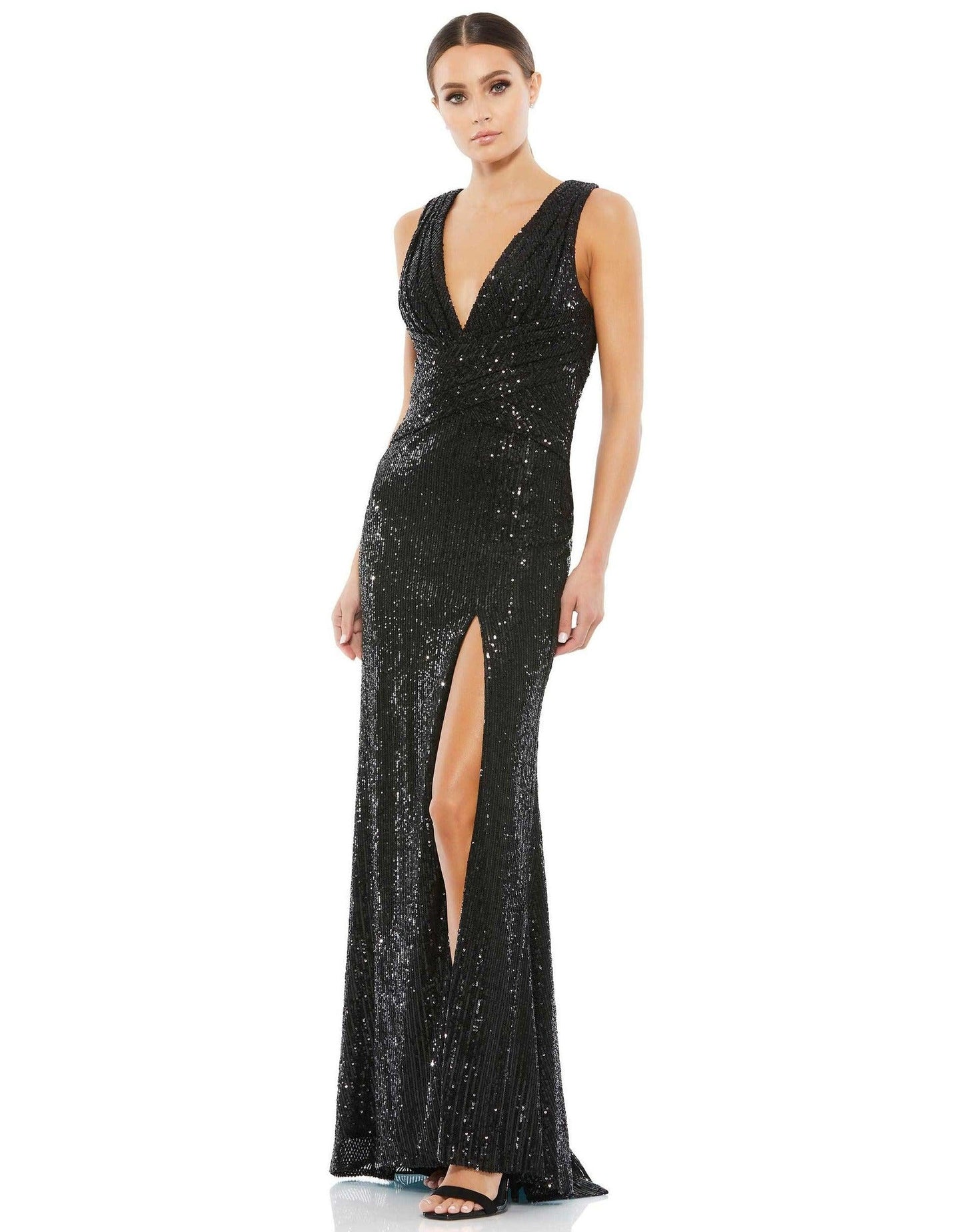 Mac Duggal Prom Long Sleeveless Sequins Gown 26598 - The Dress Outlet