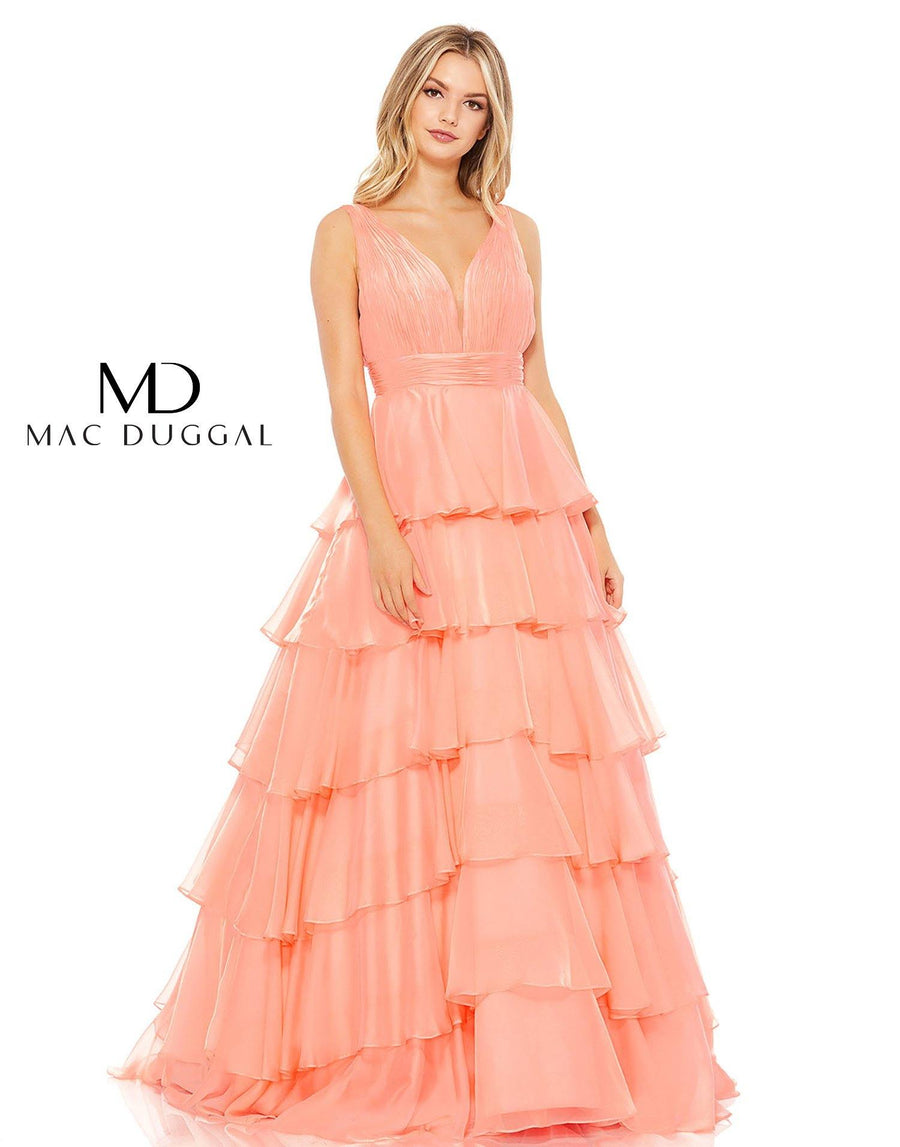 Mac Duggal Prom Long Sleeveless Tiered Dress 67553 - The Dress Outlet