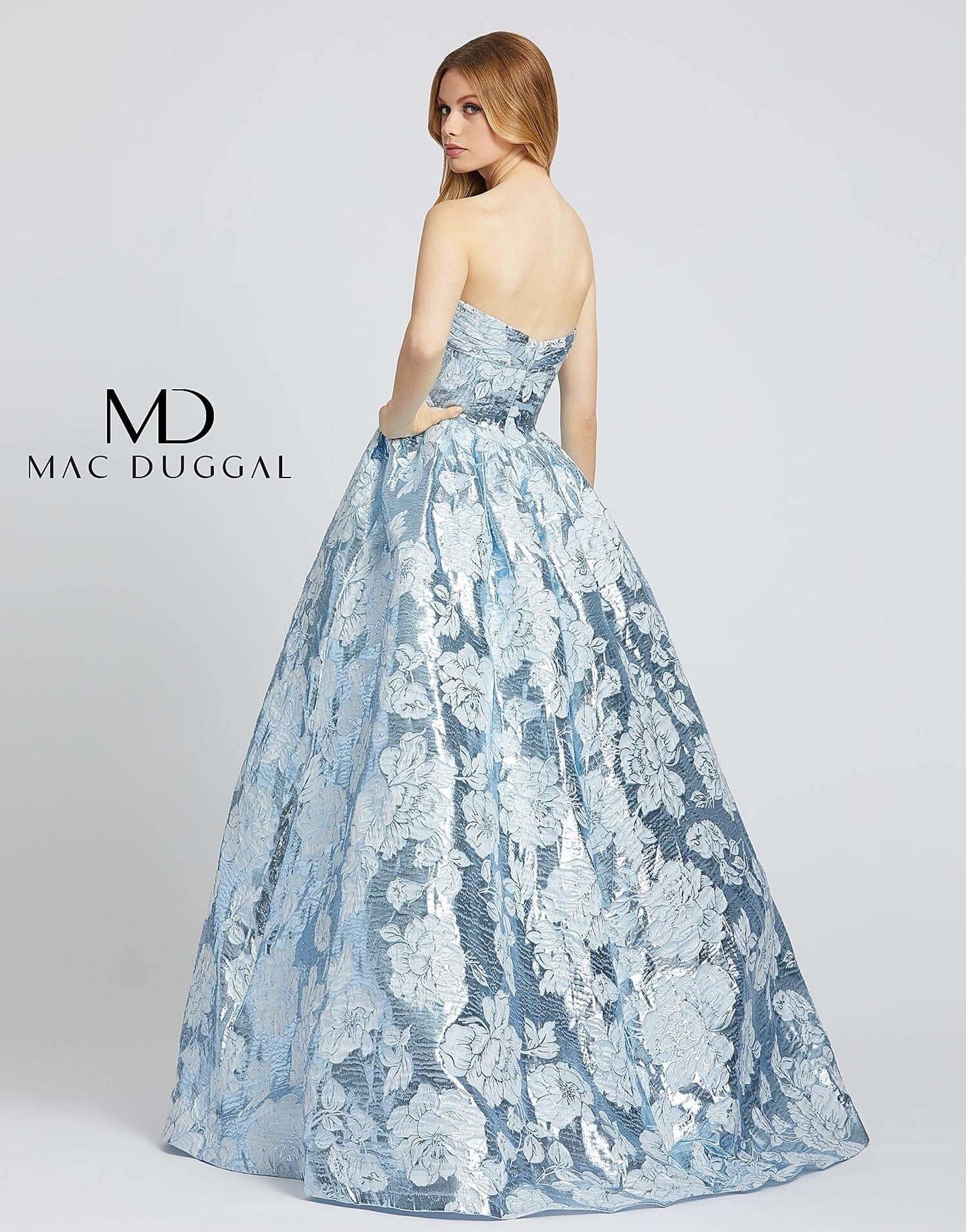 Mac Duggal Prom Long Strapless Floral Ballgown 66947L - The Dress Outlet