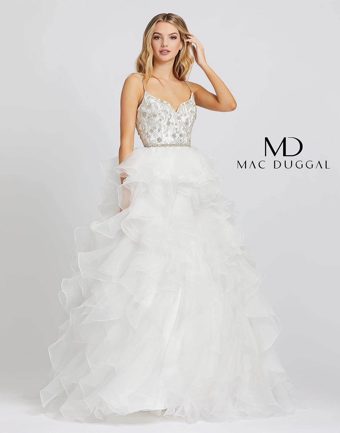 Mac Duggal Prom Spaghetti Strap Long Ball Gown 48959 - The Dress Outlet