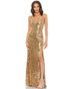 Mac Duggal Gold Sequin Lace-up Back Gown 9126 - The Dress Outlet