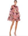 Mac Duggal Short Cape Sleeve Floral Dress 55404 - The Dress Outlet