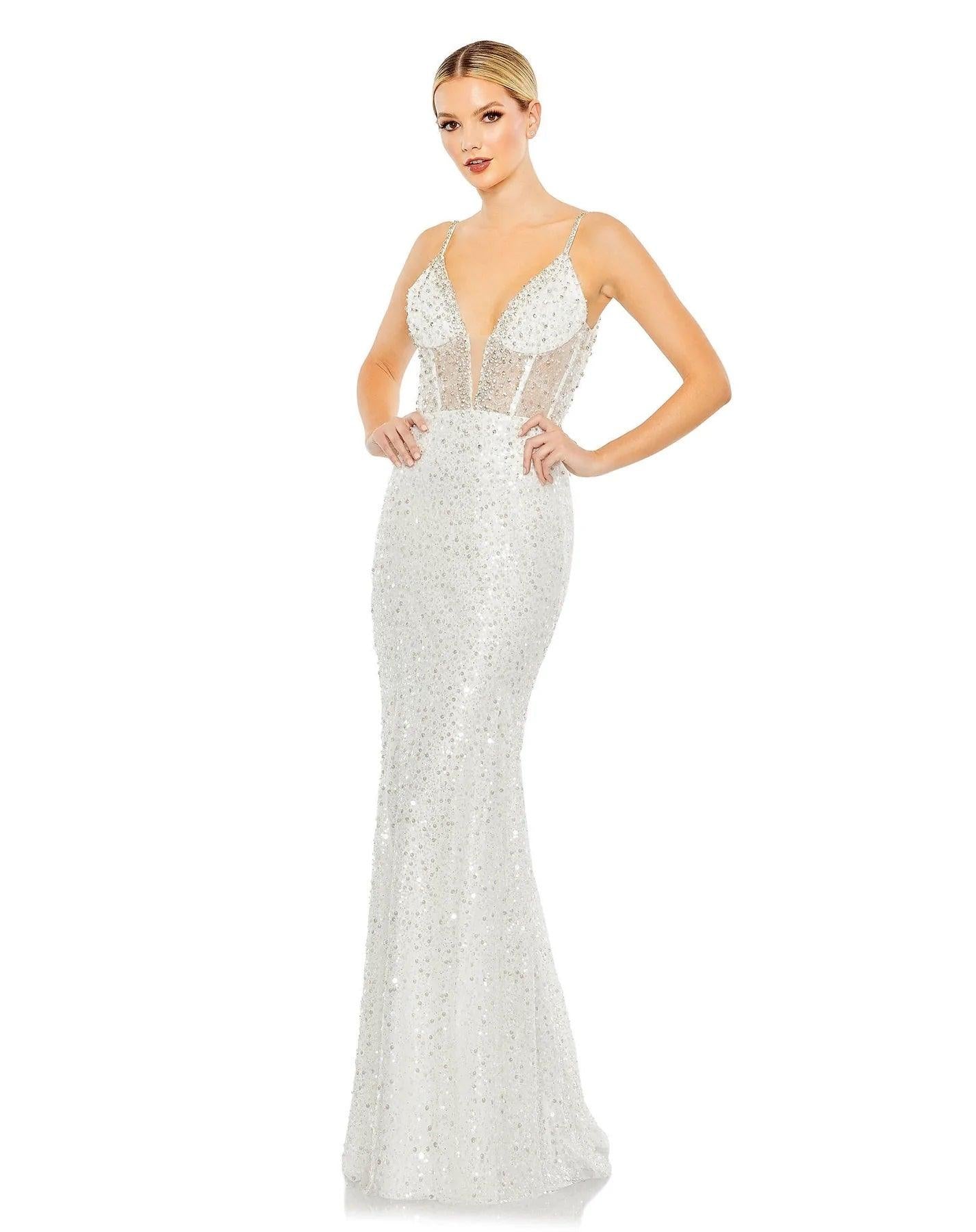 Mac Duggal Spaghetti Strap Long Formal Dress 68175 - The Dress Outlet