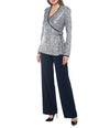 Marina Long Sleeve Formal Metallic Pant Suit - The Dress Outlet