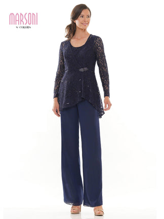 Navy Marsoni Formal Long Sleeve Jacket Pant Suit 305 for $306.0 – The ...