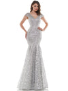 Marsoni Long Formal Metallic Lace Mermaid Dress 212 - The Dress Outlet