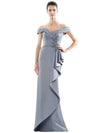 Marsoni Long Formal Off Shoulder Satin Dress 1087 - The Dress Outlet