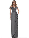 Marsoni Long Formal Off Shoulder Satin Dress 1087 - The Dress Outlet