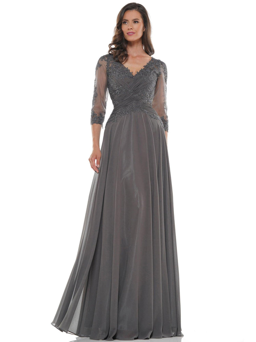 Marsoni Long Long Sleeve Mother of Bride Dress Charcoal Grey