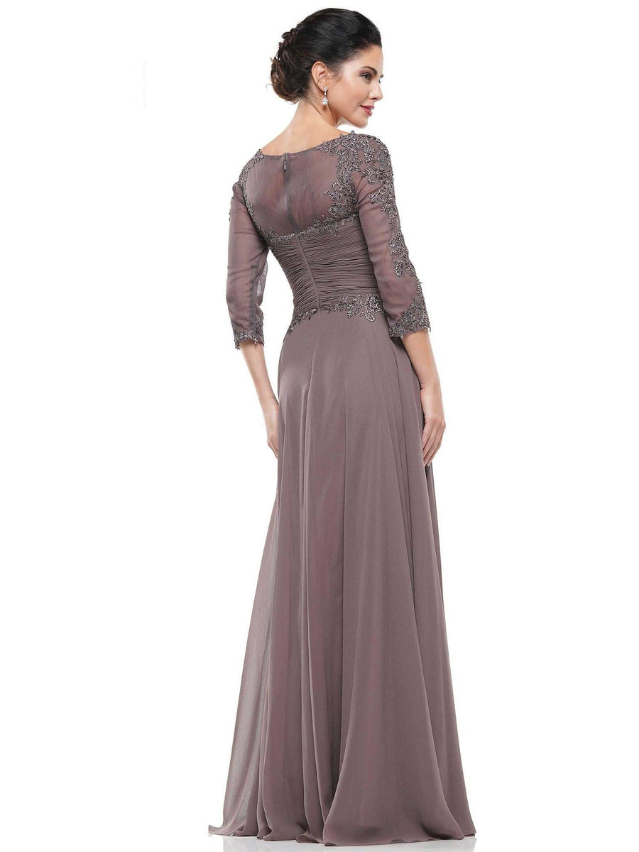 Marsoni Long Long Sleeve Mother of Bride Dress Dark Taupe