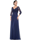 Marsoni Long Long Sleeve Mother of Bride Dress Navy