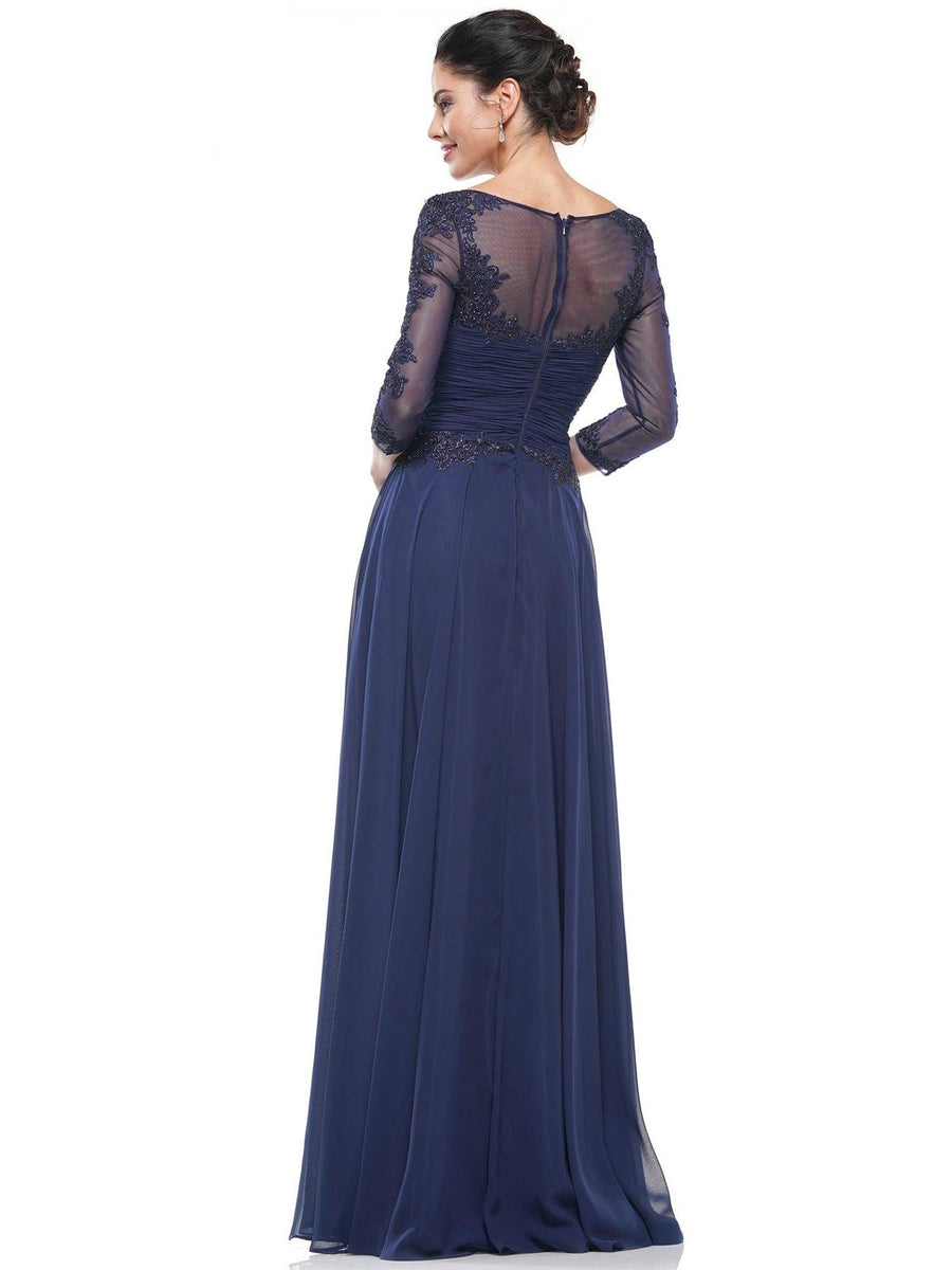 Marsoni Long Long Sleeve Mother of Bride Dress Navy