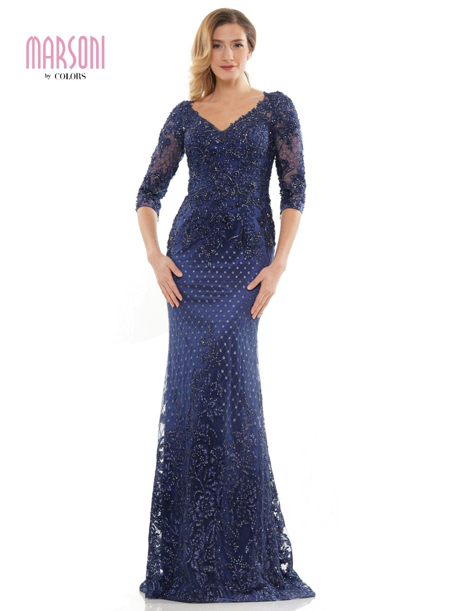 Marsoni Long Mother of the Bride Beaded Dress 1121 - The Dress Outlet