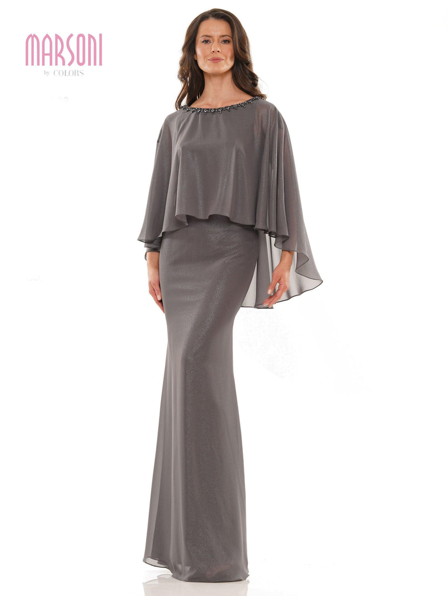 Marsoni Long Mother of the Bride Cape Dress 1188 - The Dress Outlet