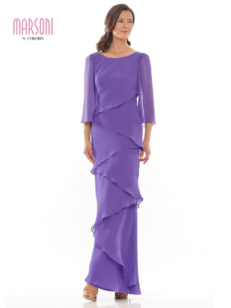 Marsoni Long Mother of the Bride Chiffon Dress 302 - The Dress Outlet