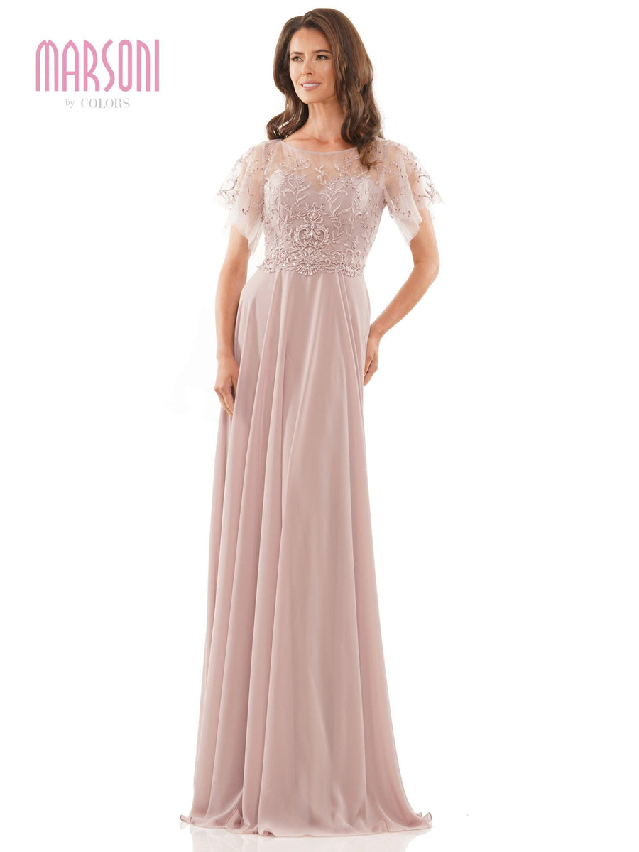 Marsoni Long Mother of the Bride Chiffon Dress M323 - The Dress Outlet