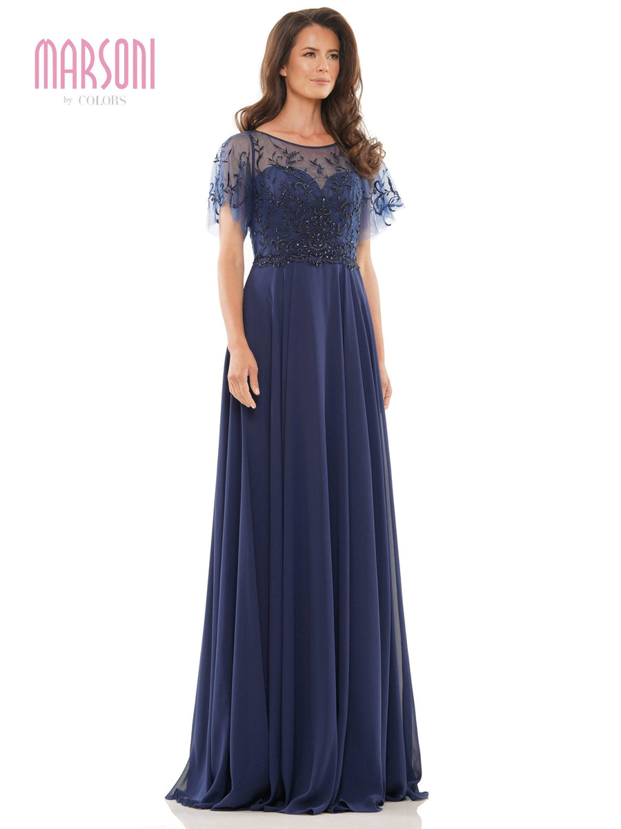 Marsoni Long Mother of the Bride Chiffon Dress M323 - The Dress Outlet