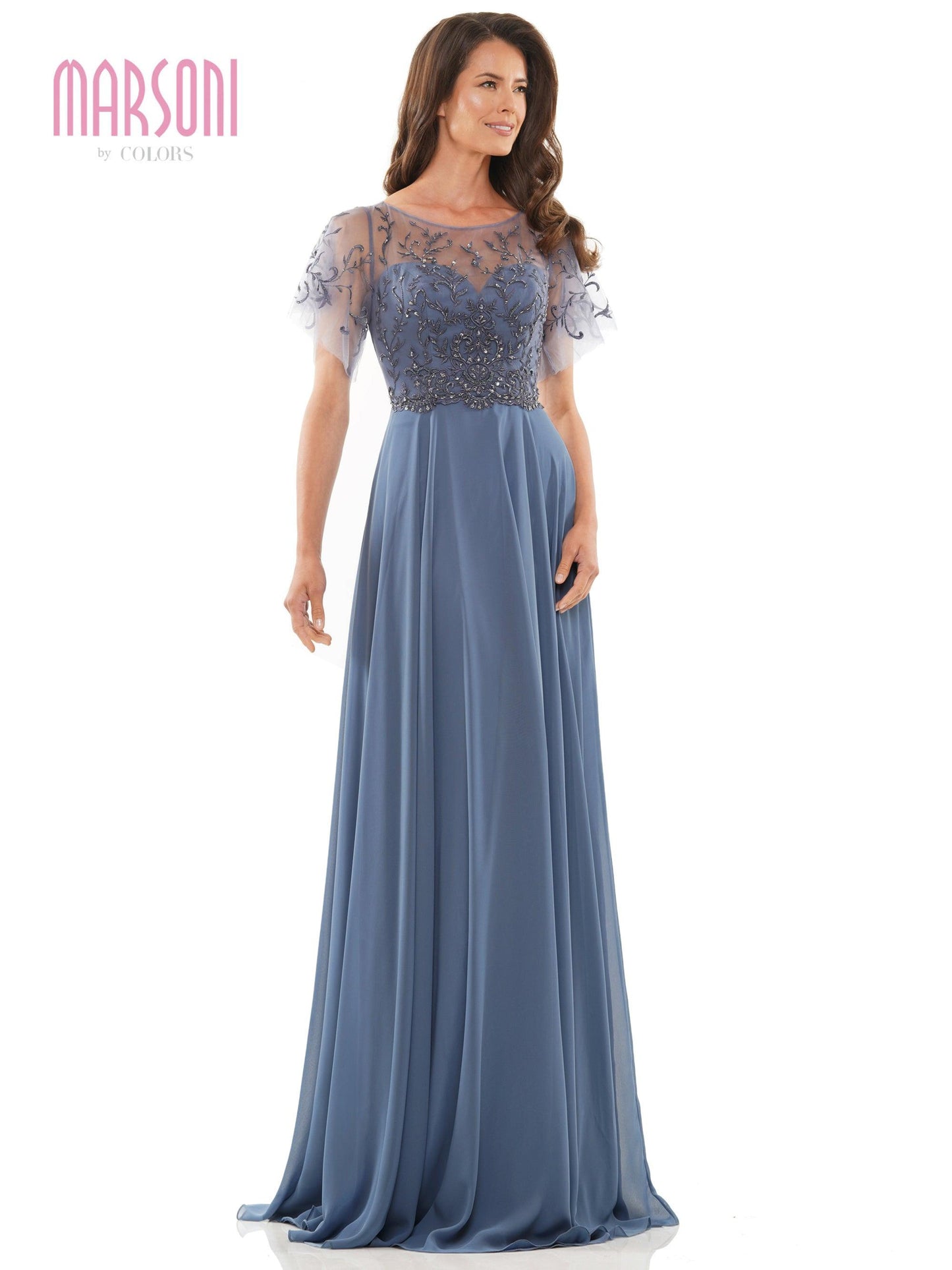 Marsoni Long Mother of the Bride Chiffon Dress M323 - The Dress Outlet