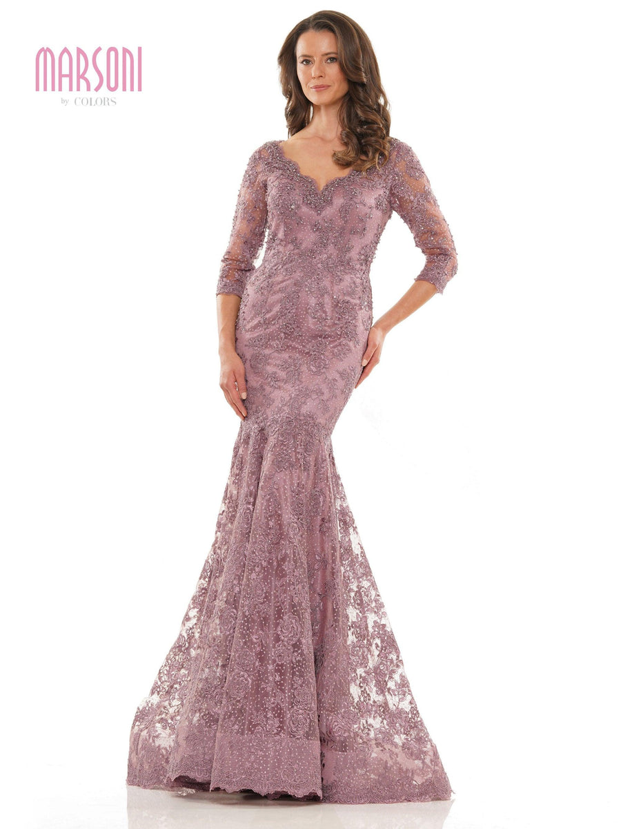 Marsoni Long Mother of the Bride Lace Dress 1178 - The Dress Outlet