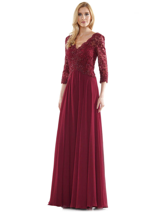 Wine Marsoni Long Mother of the Bride Lace Dress 225 for $372.0 – The ...