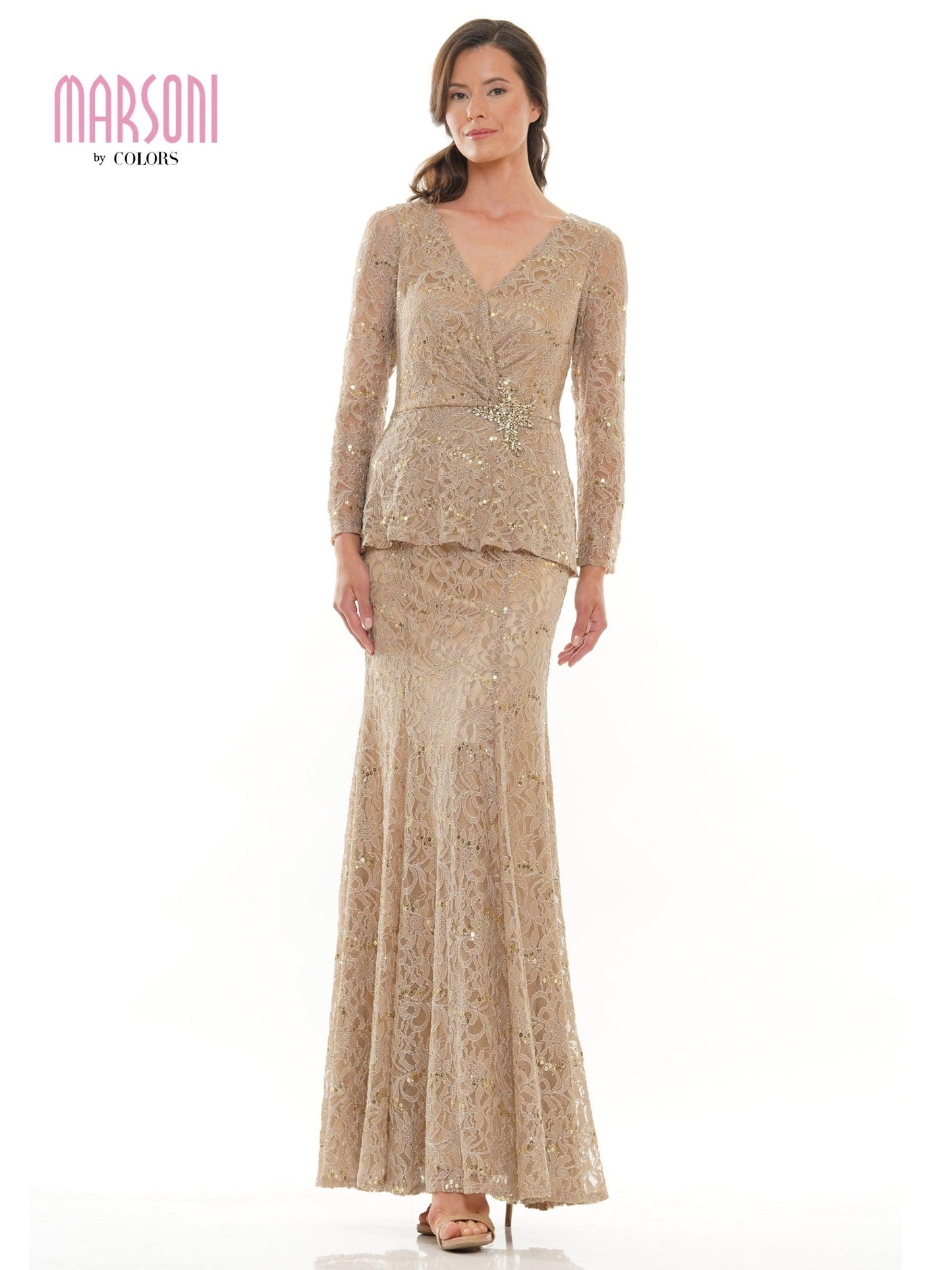 Marsoni Long Mother of the Bride Lace Dress 306 - The Dress Outlet