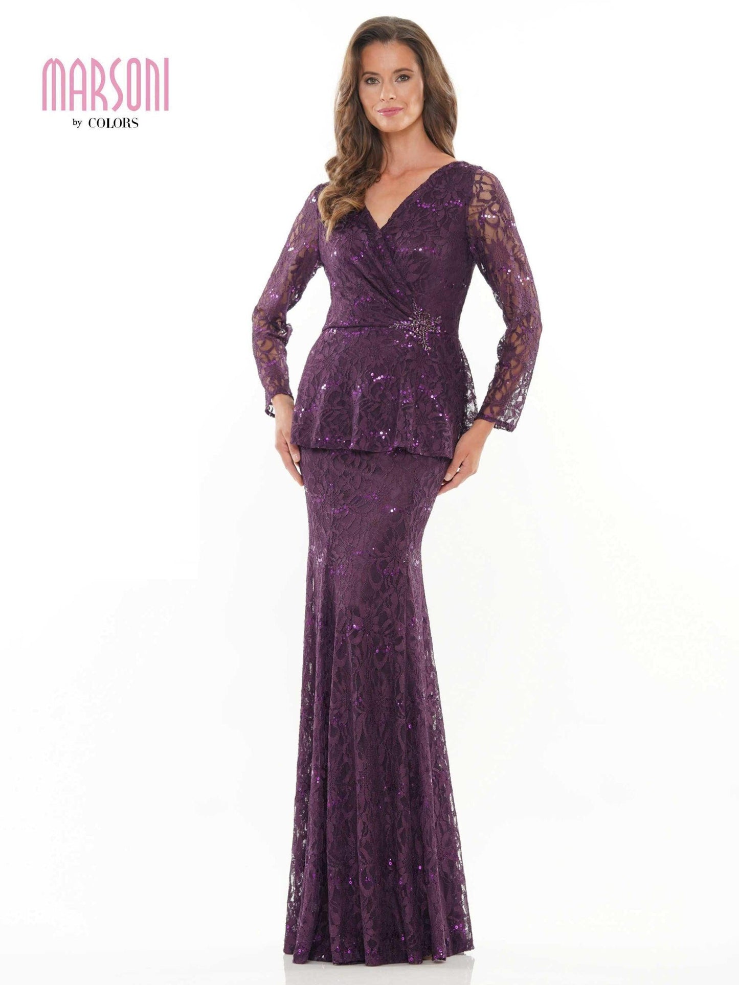 Marsoni Long Mother of the Bride Lace Dress 306 - The Dress Outlet