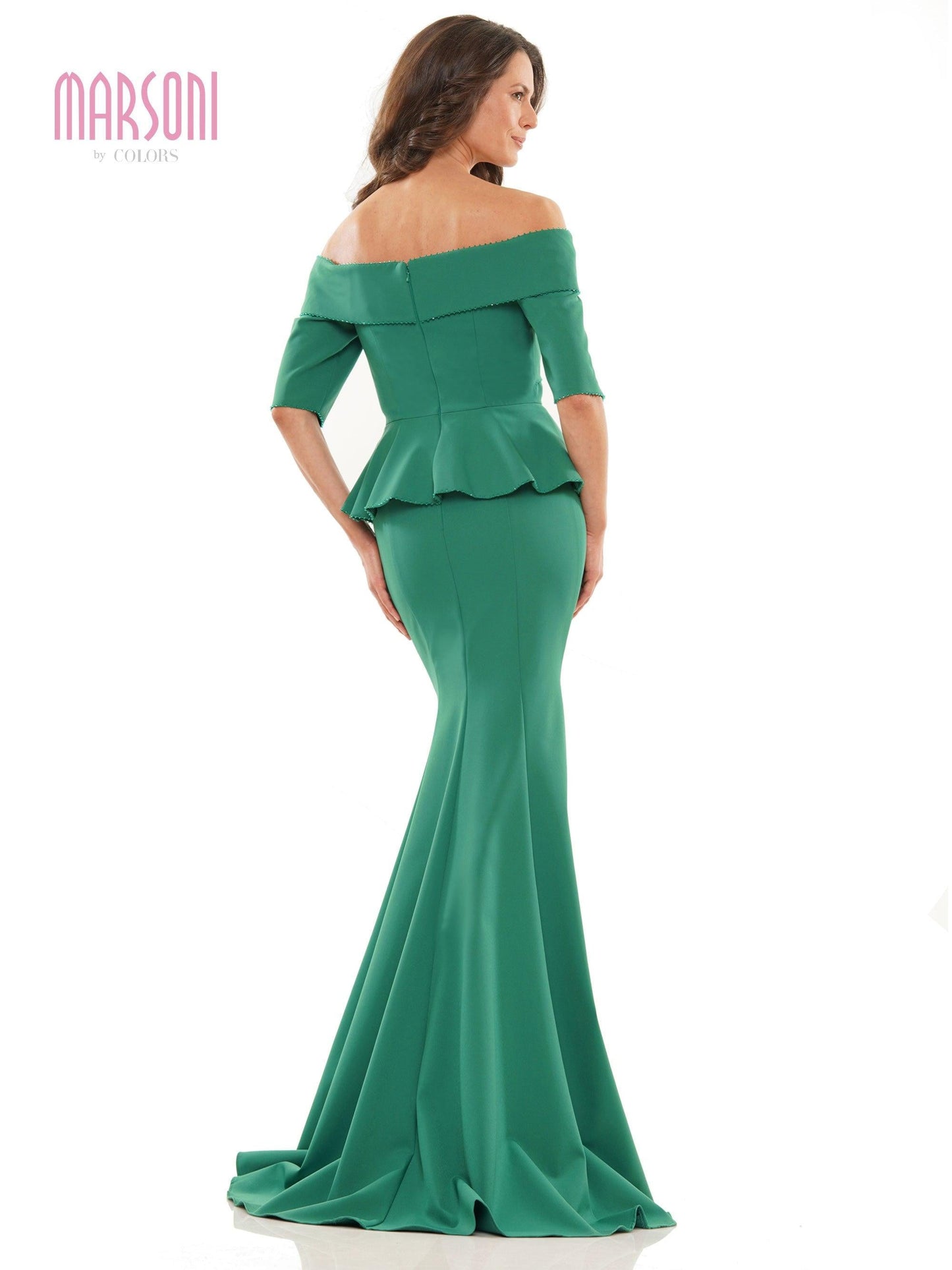 Marsoni Long Off Shoulder Fitted Formal Gown 1164 - The Dress Outlet