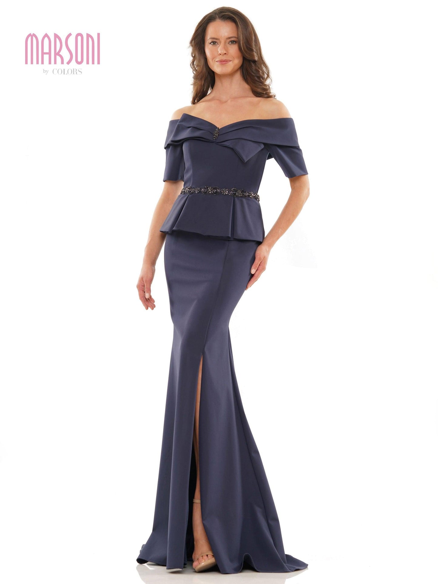 Marsoni Long Off Shoulder Formal Dress 1158 - The Dress Outlet